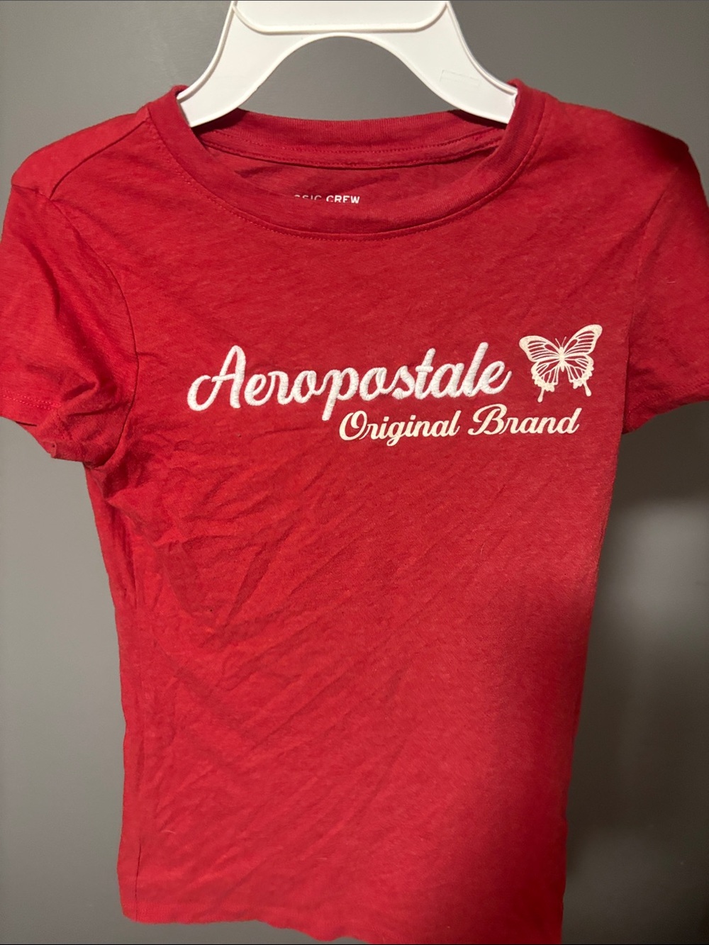 Aeropostale Red Tee with White Script Logo
